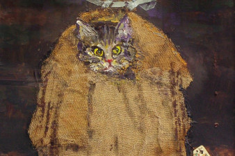 Кот в мешке. 2013. ДВП, масло, коллаж. 74х65